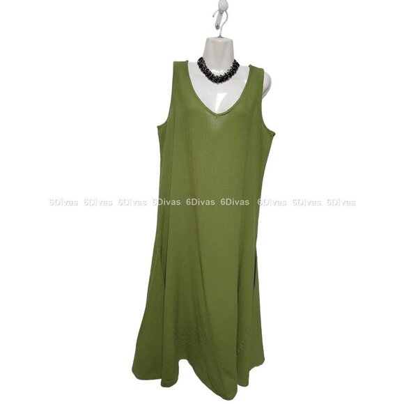 Cotton Sleeveless Long Dress Loose Fitting - Size 1, Size 3 - Picture 3 of 13